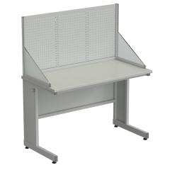 Стол с перфорированным экраном (верстак) 1200х600х1360, раб. поверхность - ЛАМИНАТ СЕРЫЙ
