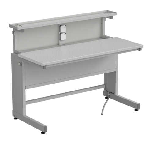 Стол ученический с выдвижным блоком и розетками 1200х600х965, раб. поверхность - ЛАМИНАТ БЕЛЫЙ