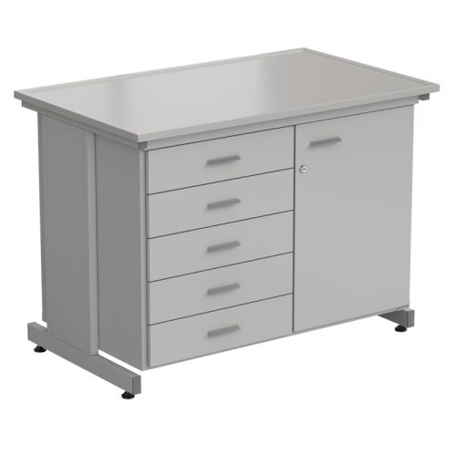 Стол-тумба 1 дверь (правая) + 5 ящиков 1213х763х900, DURCON с бортиком