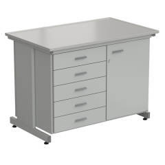 Стол-тумба 1 дверь (правая) + 5 ящиков 1213х763х900, DURCON с бортиком