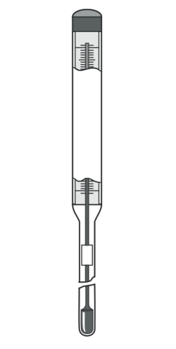 Термометр технический жидкостный прямой ТТЖ П №4, ВЧ 160 мм, НЧ 66 мм, ЦД 1