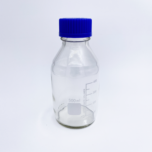 Банка 500 мл для реактивов из светлого стекла с делениями и навинчивающейся полипропиленовой  крышкой