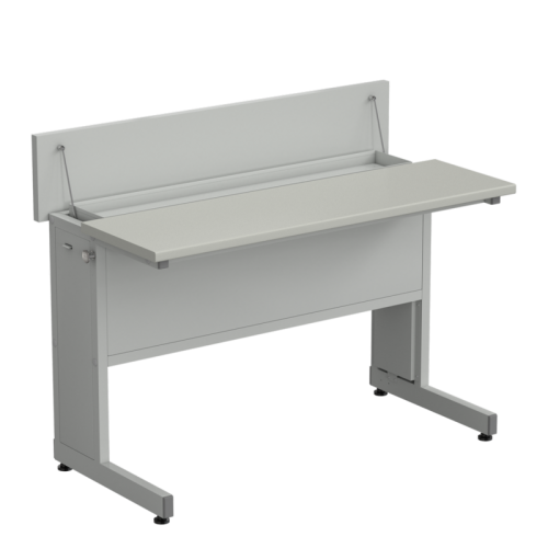 Стол ученический с откидной крышкой 1200*600*950, раб. поверхность - ЛАМИНАТ СЕРЫЙ