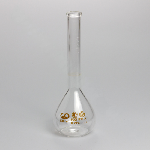Колба мерная 1-100-1 с одной меткой и цилиндрической горловиной