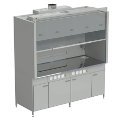 Шкаф вытяжной 2 светильника 2 комплекта воды 2000х900х2145 мм, раб. поверхность - НЕРЖАВЕЮЩАЯ СТАЛЬ