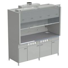 Шкаф вытяжной 2 светильника 2 комплекта воды 2000х900х2145 мм, раб. поверхность - МОНОЛИТНЫЙ КЕРАМОГРАНИТ