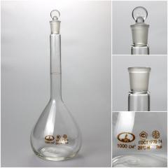 Колба мерная 2-1000-19/26 с одной меткой и пришлифованной пробкой