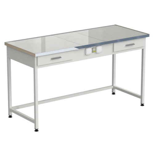 Стол приборный с 2-мя ящиками и электрикой 1515x610x850 мм, раб. поверхность - КЕРАМОГРАНИТ