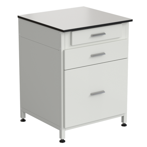 Тумба 3 ящика 610х600х850, верхний ящик - роликовые направляющие, нижние ящики - направляющие полного выдвижения, LABGRADE