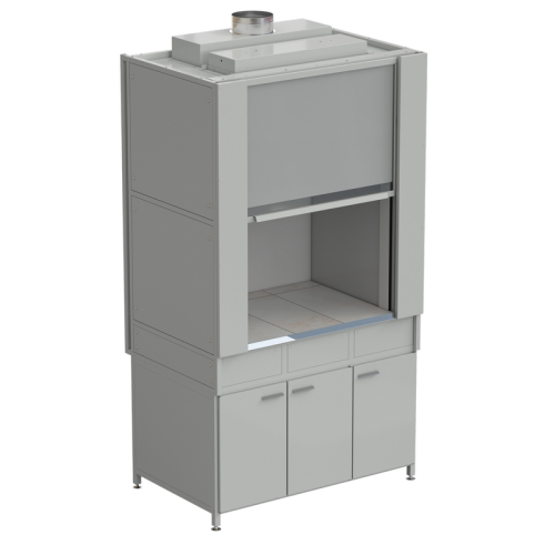 Шкаф вытяжной с коконом из стеклопластика без воды с ВЗБ светильником 1200х820х2240 мм, раб. поверхность - КЕРАМИКА