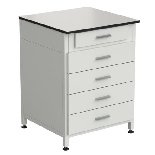 Тумба 5 ящиков 610х600х850, верхний ящик - роликовые направляющие, нижние ящики - направляющие полного выдвижения, LABGRADE