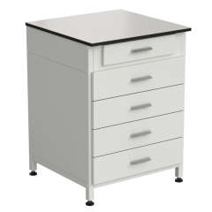 Тумба 5 ящиков 610х600х850, верхний ящик - роликовые направляющие, нижние ящики - направляющие полного выдвижения, LABGRADE