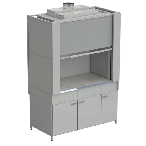 Шкаф вытяжной с коконом из стеклопластика без воды с ВЗБ светильником 1500х820х2240 мм, раб. поверхность - КЕРАМИКА