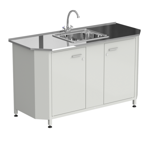 Мойка торцевая с одной раковиной и смесителем 1450х600х850