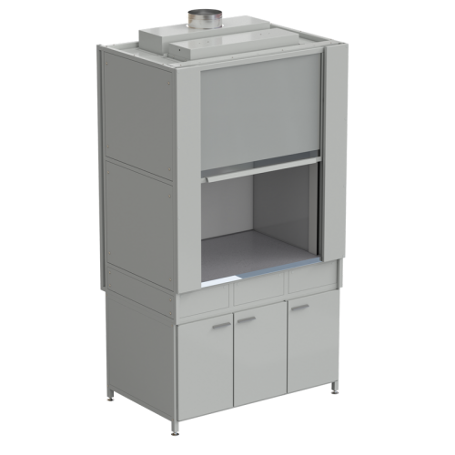 Шкаф вытяжной с коконом из стеклопластика без воды с ВЗБ светильником 1200х820х2240 мм, раб. поверхность - МОНОЛИТНЫЙ КЕРАМОГРАНИТ