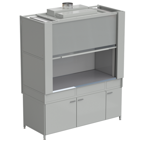 Шкаф вытяжной с коконом из стеклопластика без воды с ВЗБ светильником 1800х820х2240 мм, раб. поверхность - МОНОЛИТНЫЙ КЕРАМОГРАНИТ