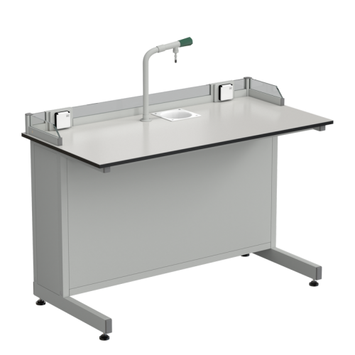 Стол ученический с подводом воды, с бортиком и розетками 1200х600х840, раб. поверхность - LABGRADE