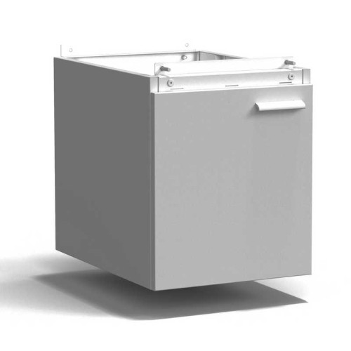 Тумба подвесная дверь левая 400х540х465 мм, низкая, серый металл - СТАЛЬ