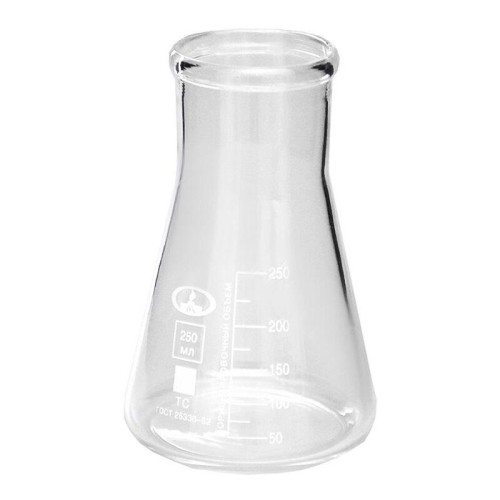Колба коническая с цилиндрической горловиной КН-2-250-50, с делениями, ТС