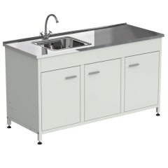 Стол-мойка 1500x600x850 раковина слева, материал мойки - НЕРЖАВЕЮЩАЯ СТАЛЬ