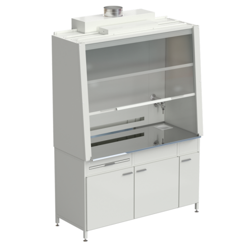 Шкаф вытяжной с подводом воды с ВЗБ светильником 1520х750х2160 мм, раб. поверхность - НЕРЖАВЕЮЩАЯ СТАЛЬ