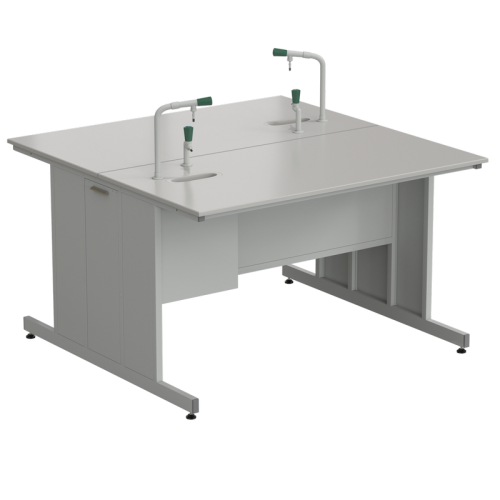 Стол островной с подводом воды 1500х1500х900 мм (2 комплекта кран Tof), раб. поверхность - DURCON