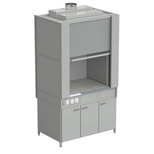 Шкаф вытяжной с коконом из стеклопластика без воды с электрикой 1200х820х2240, раб. поверхность - КЕРАМИКА