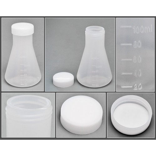 Колба коническая 100 мл, с навинчивающейся крышкой, с делениями, п/п, Vitlab