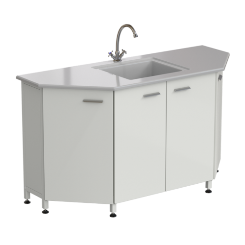 Мойка торцевая с одной раковиной и смесителем 1500х600х850