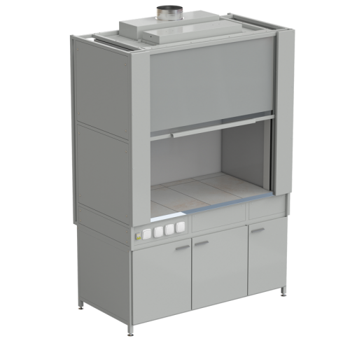 Шкаф вытяжной с коконом из стеклопластика без воды с электрикой 1500х820х2240, раб. поверхность - КЕРАМИКА