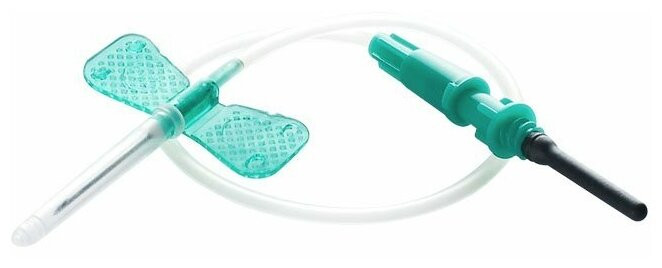 Игла-бабочка "Lind-Vac" с луер-адаптером 21Gх3,4", 0,8х19 мм, длина трубки 19 см, зеленая, 100 шт/уп.