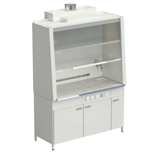 Шкаф вытяжной с подводом воды и электрикой 1520х750х2160 мм, раб. поверхность - КЕРАМИКА