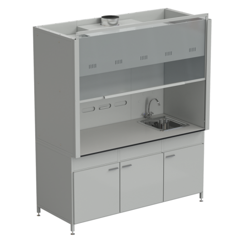 Шкаф вытяжной с мойкой из НС и смесителем с ВЗБ светильником 1800х900х2145 мм, раб. поверхность - LABGRADE