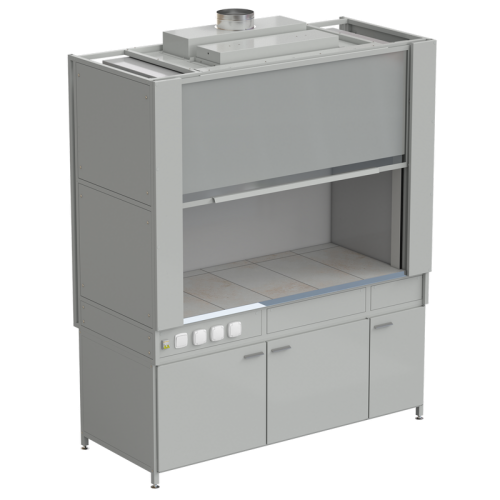 Шкаф вытяжной с коконом из стеклопластика без воды с электрикой 1800х820х2240 мм, раб. поверхность - КЕРАМИКА