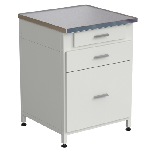 Тумба 3 ящика 610х610х850, верхний ящик - роликовые направляющие, нижние ящики - направляющие полного выдвижения, МОНОЛИТНЫЙ КЕРАМОГРАНИТ