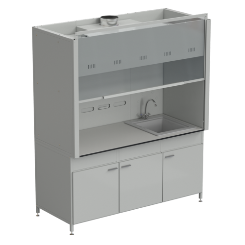 Шкаф вытяжной с мойкой из СП и смесителем с ВЗБ светильником 1800х900х2145 мм, раб. поверхность - LABGRADE