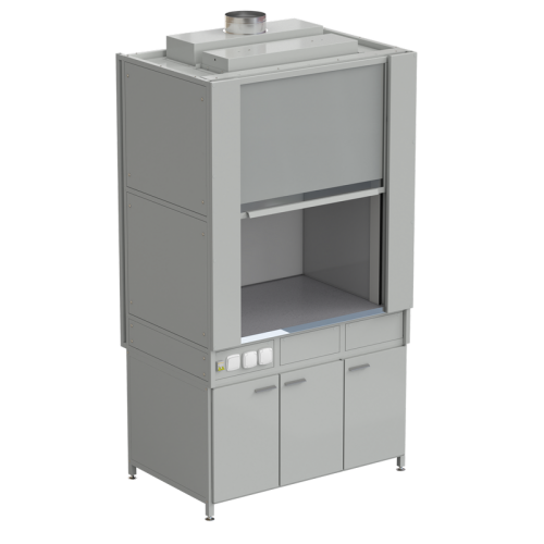 Шкаф вытяжной с коконом из стеклопластика без воды с электрикой 1200х820х2240, раб. поверхность - МОНОЛИТНЫЙ КЕРАМОГРАНИТ