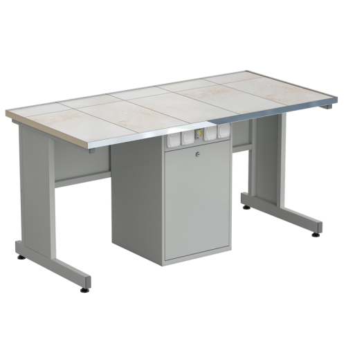 Стол ученический с сервисной стойкой, с электрикой 1515х750х760, раб. поверхность - КЕРАМИКА