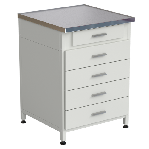 Тумба 5 ящиков 610х610х850, верхний ящик - роликовые направляющие, нижние ящики - направляющие полного выдвижения, МОНОЛИТНЫЙ КЕРАМОГРАНИТ