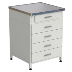 Тумба 5 ящиков 610х610х850, верхний ящик - роликовые направляющие, нижние ящики - направляющие полного выдвижения, МОНОЛИТНЫЙ КЕРАМОГРАНИТ