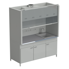 Шкаф вытяжной с мойкой из СП и смесителем с ВЗБ светильником 1800х900х2145 мм, раб. поверхность - МОНОЛИТНЫЙ КЕРАМОГРАНИТ