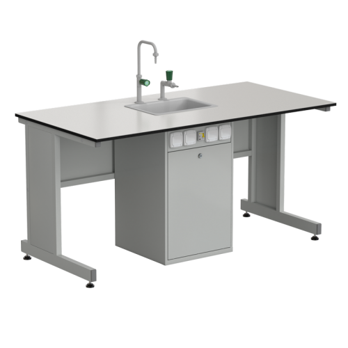 Стол ученический с сервисной стойкой, с электрикой, с подводом воды 1500х750х760, раб. поверхность - LABGRADE