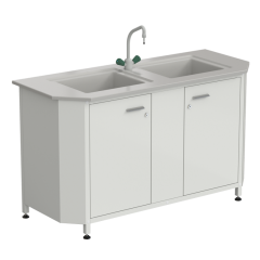 Мойка торцевая с двумя раковинами и смеситем 1450х600х850