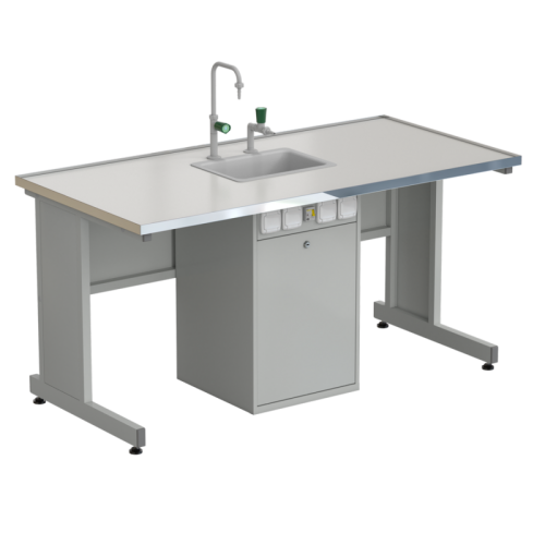 Стол ученический с сервисной стойкой, с электрикой, с подводом воды 1515х750х760, раб. поверхность - LABGRADE-лайт