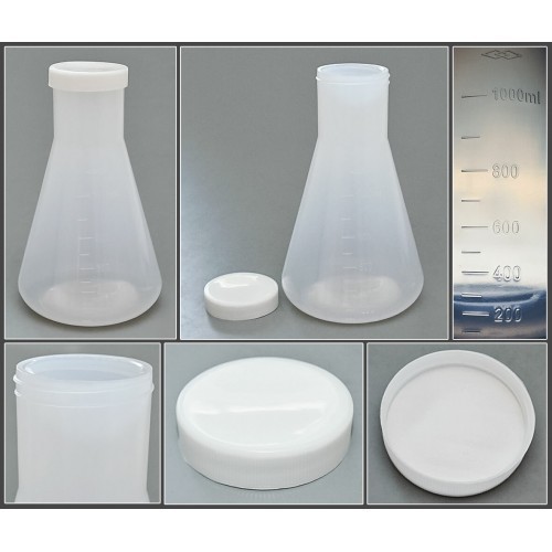 Колба коническая 1000 мл, с навинчивающейся крышкой, с делениями, п/п, Vitlab