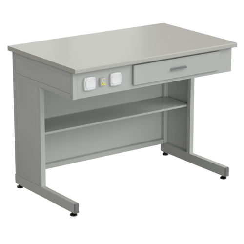 Стол демонстрационный с электрикой 1200*750*900, раб. поверхность - ЛАМИНАТ СЕРЫЙ