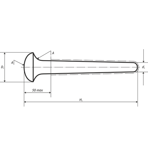 Пест фарфоровый для ступки диаметром 160 мм, D=42, d=20, L=170