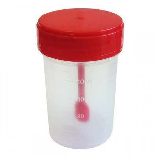 Контейнер лабораторный для взятия проб 60 мл, нестерильный, с завинчивающейся крышкой и ложкой, п/п, Россия, 500 шт/уп.