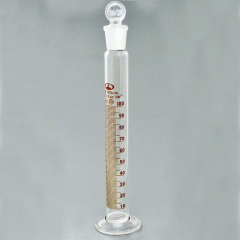 Цилиндр мерный 2-100-2 с пришлифованной пробкой, на стеклянном основании