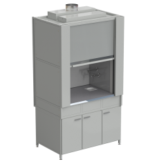 Шкаф вытяжной с коконом из стеклопластика с водой с ВЗБ светильником 1200х820х2240 мм, раб. поверхность - МОНОЛИТНЫЙ КЕРАМОГРАНИТ